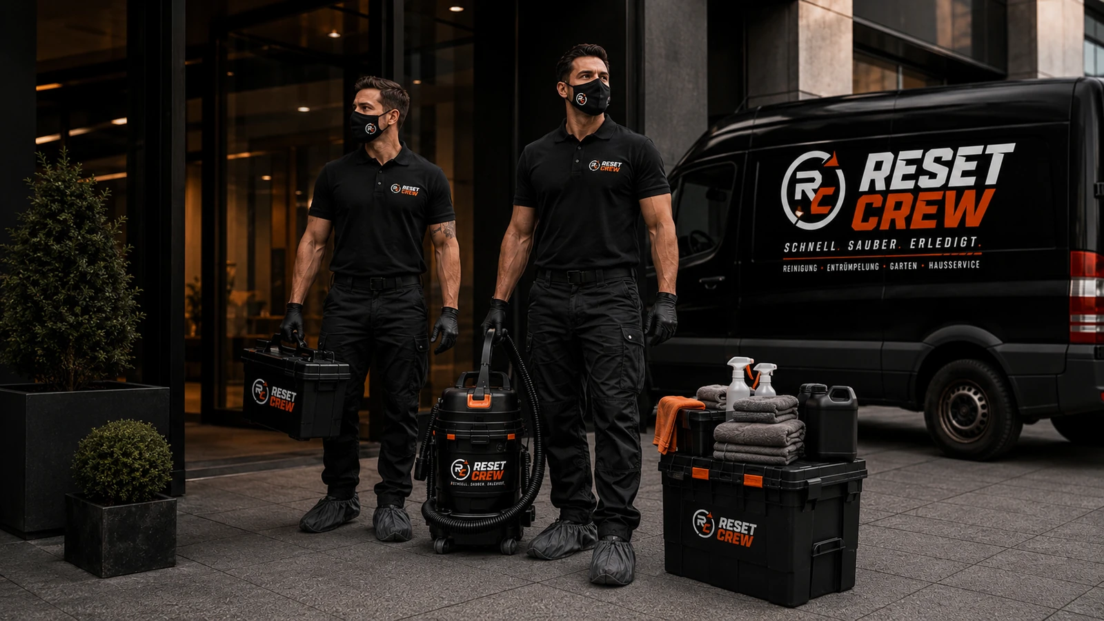 Reset Crew bei der professionellen Reinigung in einer modernen Wohnung