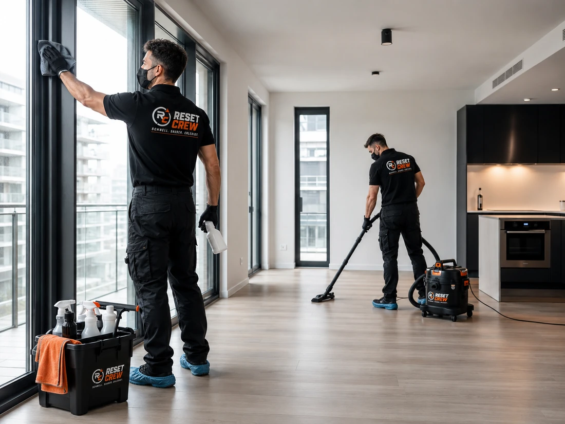 Reset Crew bei der Auszugsreinigung in einer modernen Wohnung