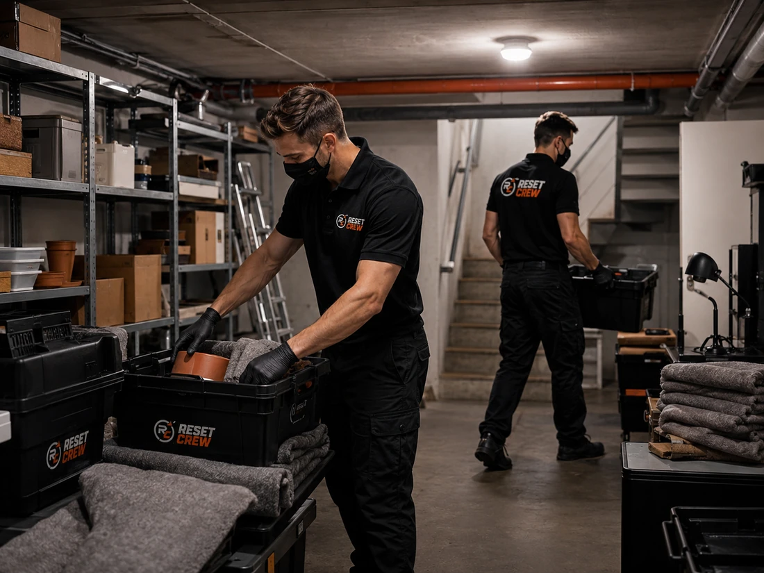 Reset Crew bei einer organisierten Entrümpelung im Keller